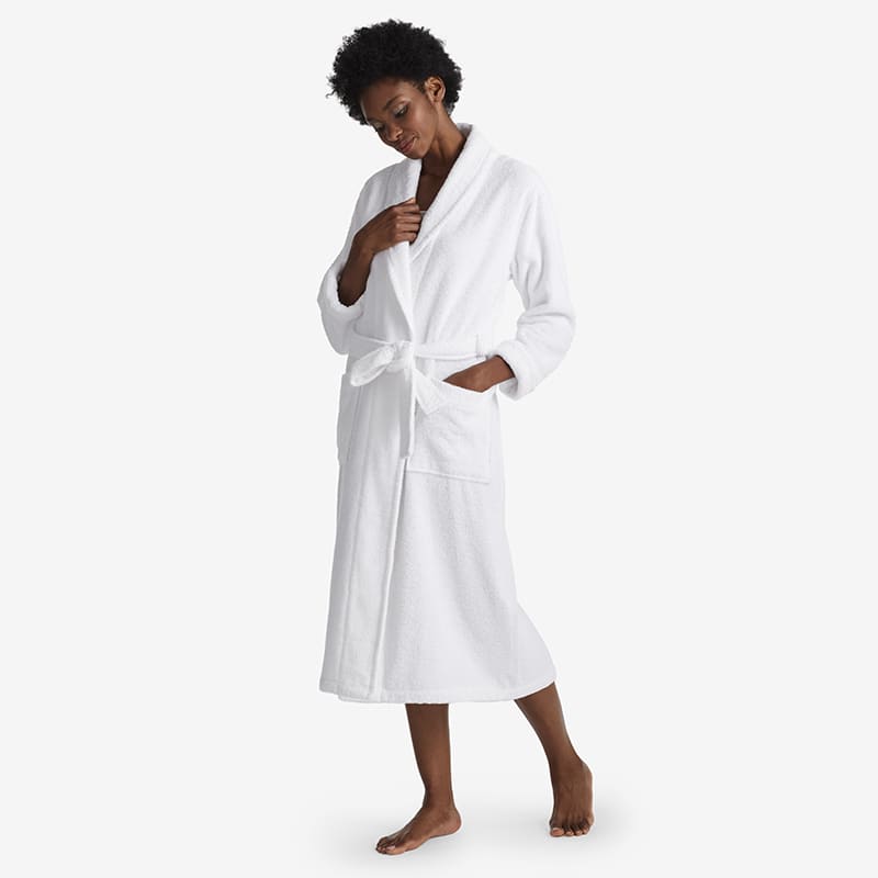 Down Robe - Gray, Size S, Cotton,Cotton Sateen | The Company Store