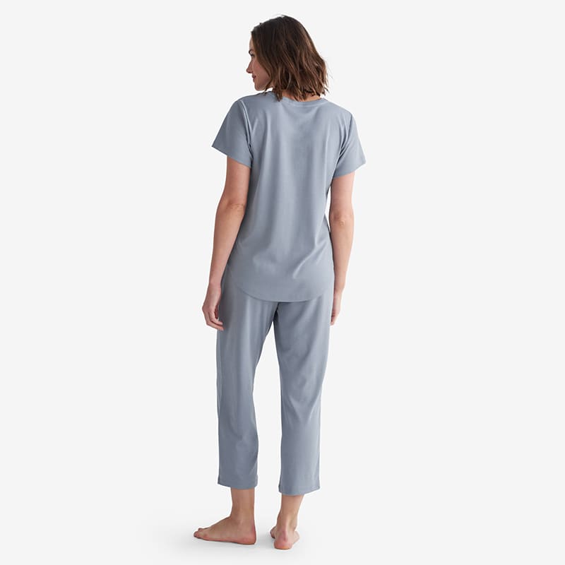 Solid Jersey Short Sleeve Pajamas - Black in Women's Cotton Pajamas, Pajamas for Women