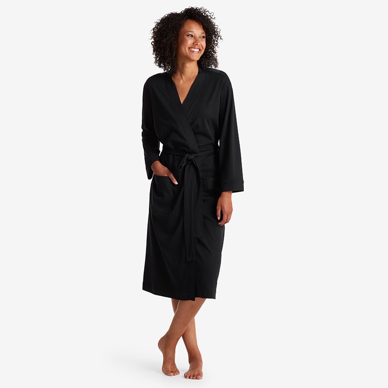 Down Robe - Gray, Size S, Cotton,Cotton Sateen | The Company Store