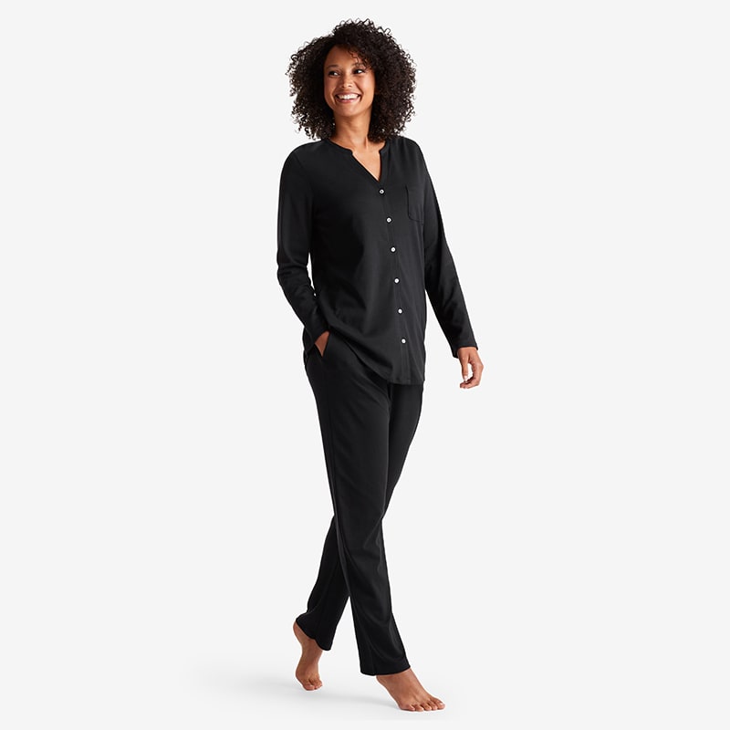 Women's Pima Cotton Button-Down Pajama Set