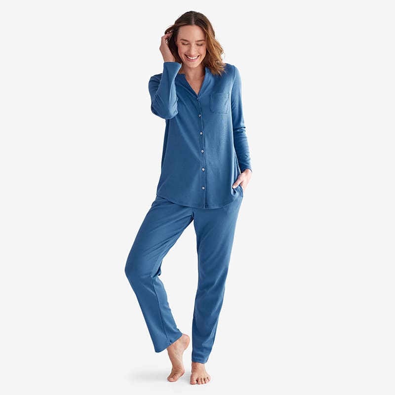 Lazy Linen Pj Set in Blue