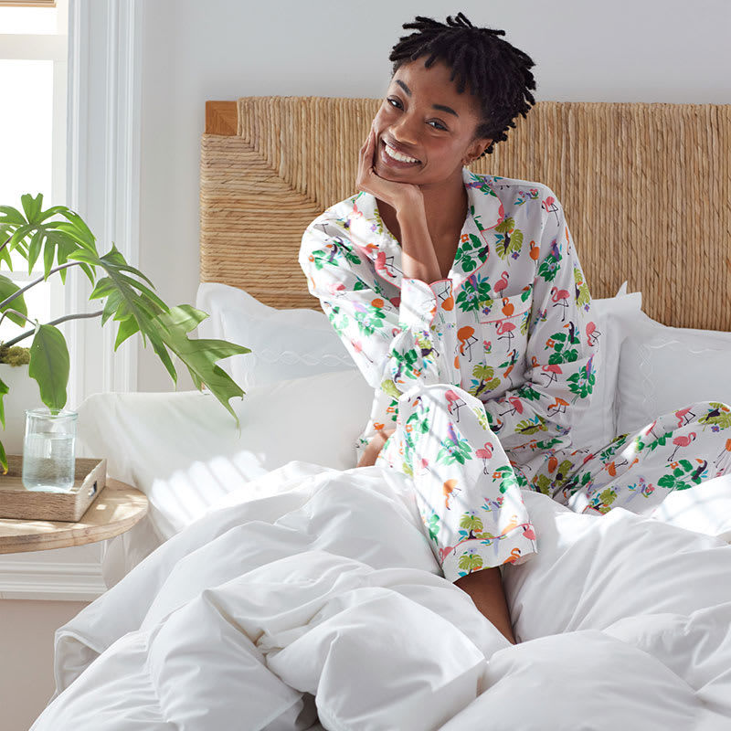 Womens Printed Cotton Poplin PJ Set The Company Store