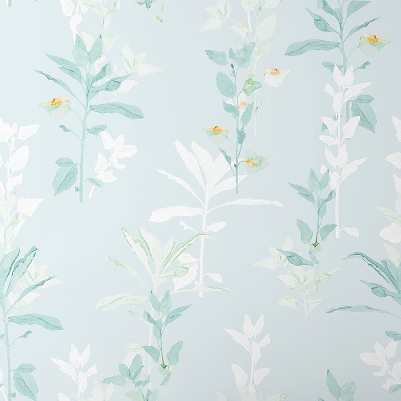 Aqua Leaf Silhouette Wallpaper - Teal Blue