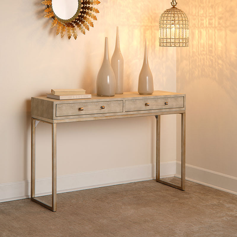 Faux Shagreen Two Drawer Console Table The Company Store