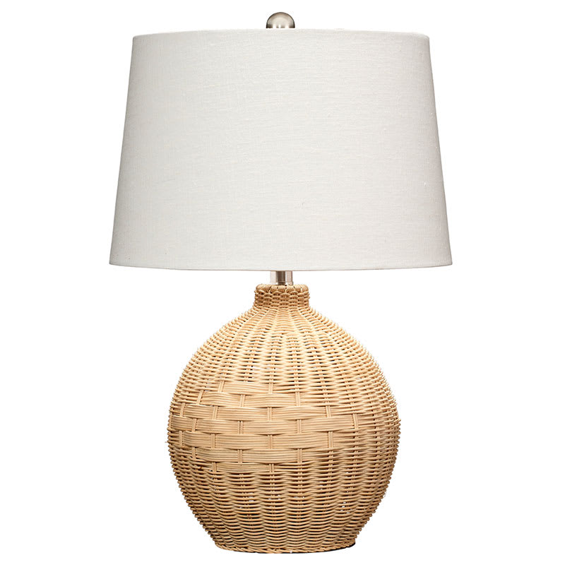 Handwoven Rattan Table Lamp With Linen Shade The Company Store