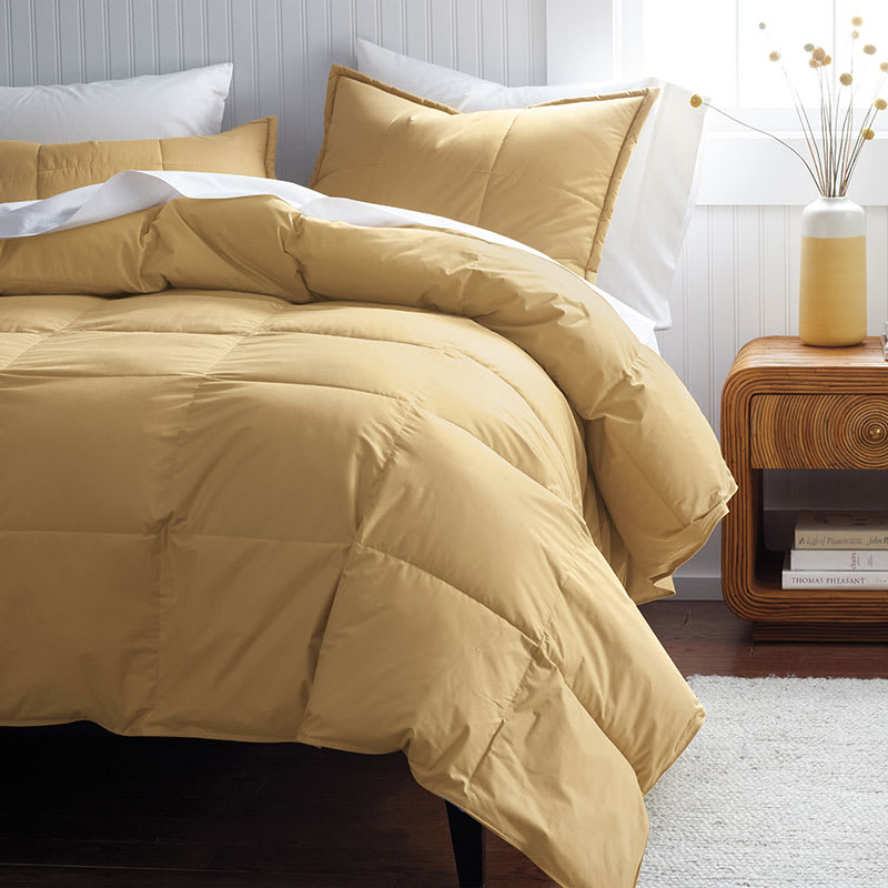Premium Travel Pillow Throw Set - Beige, Cotton, Light Warmth | The Company Store