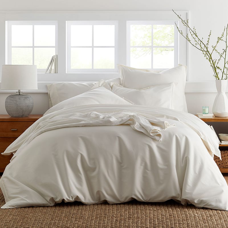 The Company Store Company Cotton 3-Piece White Solid 300-Thread Count Cotton Percale Twin XL Sheet Set