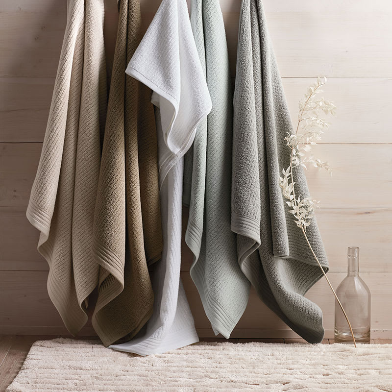 Quick-Dry Organic Cotton Ash Gray Bath Towels, Set of 6