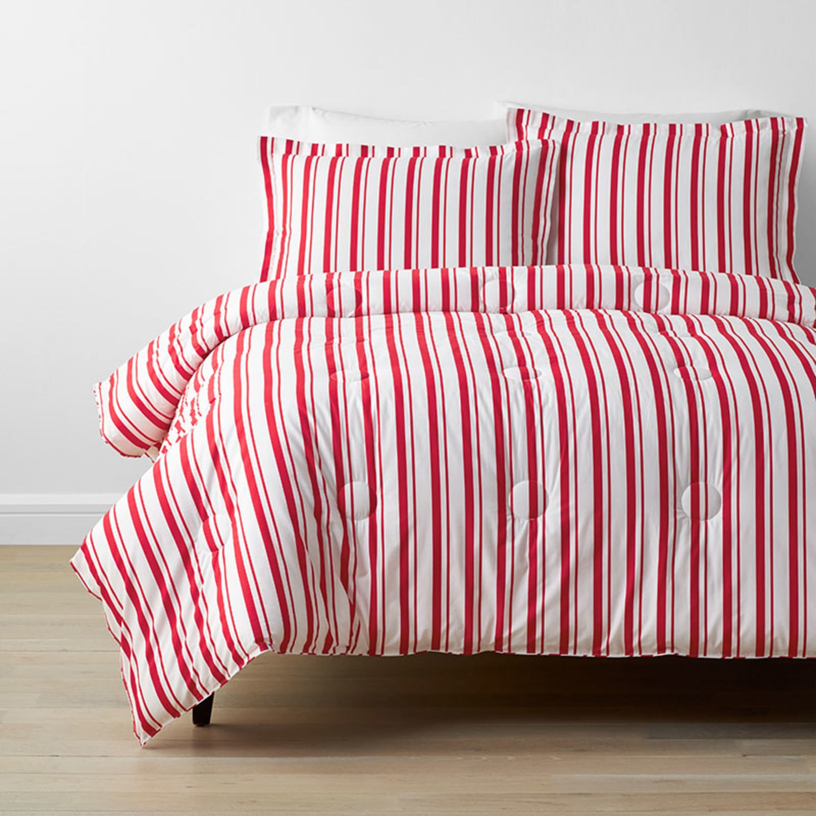 Stripe Classic Cool Organic Cotton Percale Comforter Set - Red, Twin