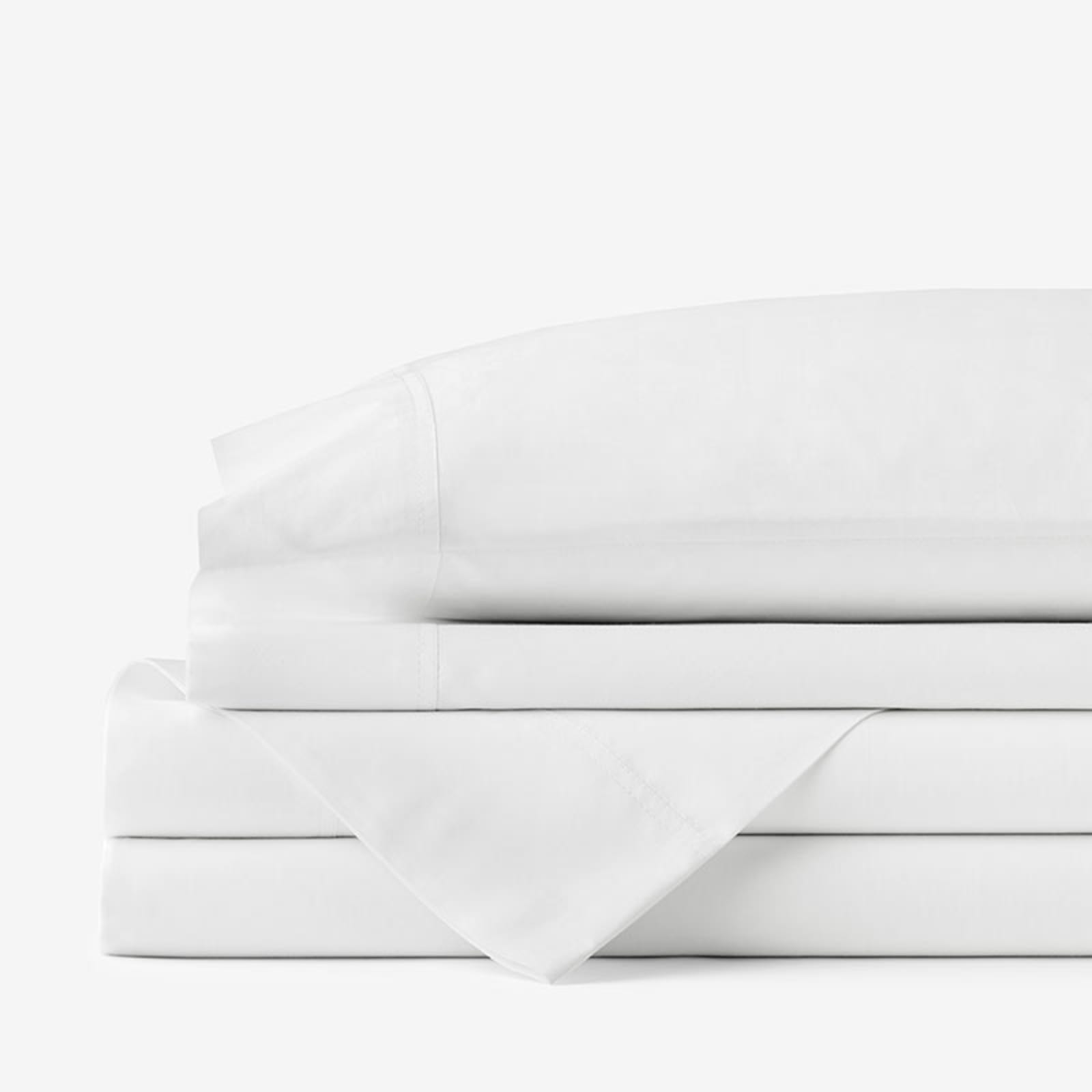 The Company Store Company Cotton 3-Piece White Solid 300-Thread Count Cotton Percale Twin XL Sheet Set