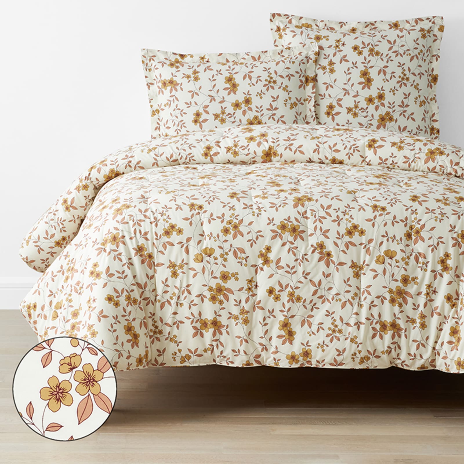 Remi Ditsy Floral Classic Cool Cotton Percale Comforters - Rust, Queen