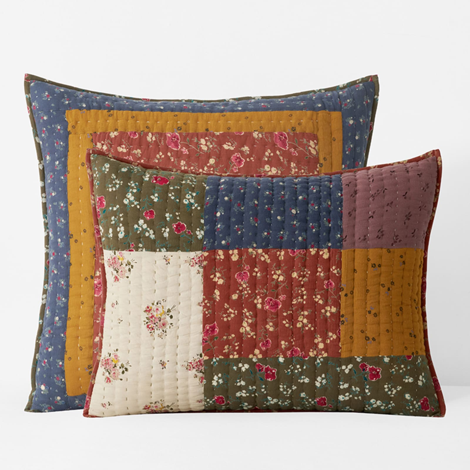 Autumn Floral Patchwork Quilted Sham