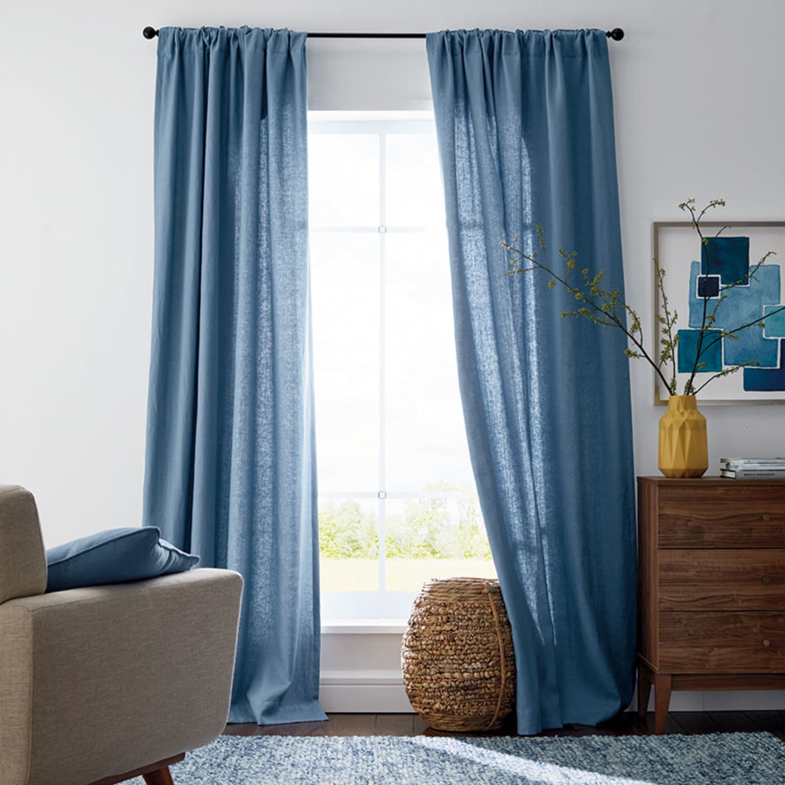 Luxury Home Decor Curtains Bedroom Long Treatments Window Curtain Linen  Textured