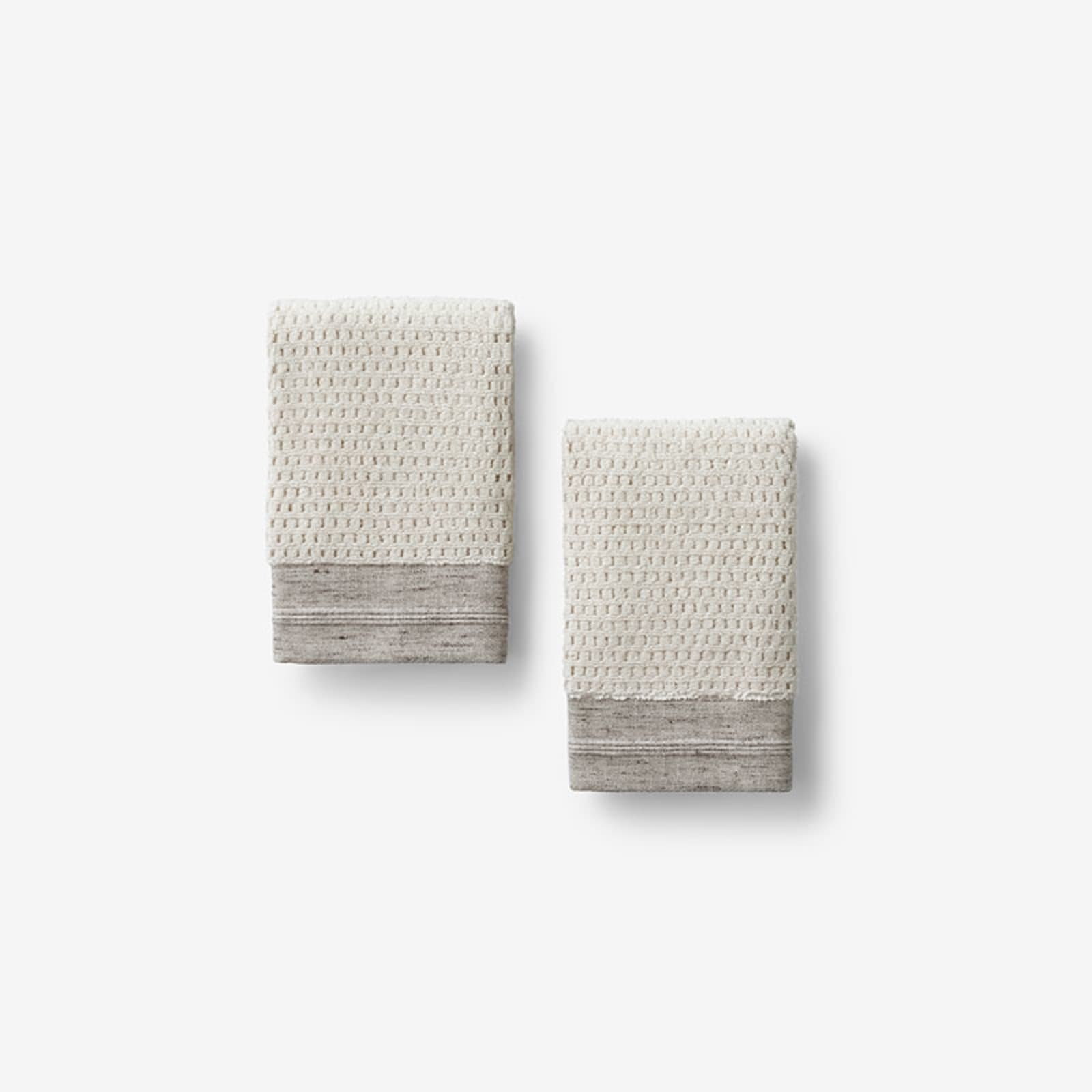 Cotton and Linen Texture Bath Towel - Beige, Size Washcloth (Set of 2) | The Company Store