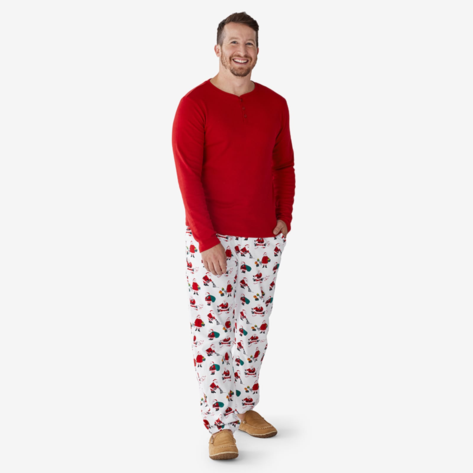 The Company Store Company Cotton Family Flannel Men's XX-Large Red/Navy  Plaid Henley Pajama Set 60010R-XXL-RED/NAVY - The Home Depot