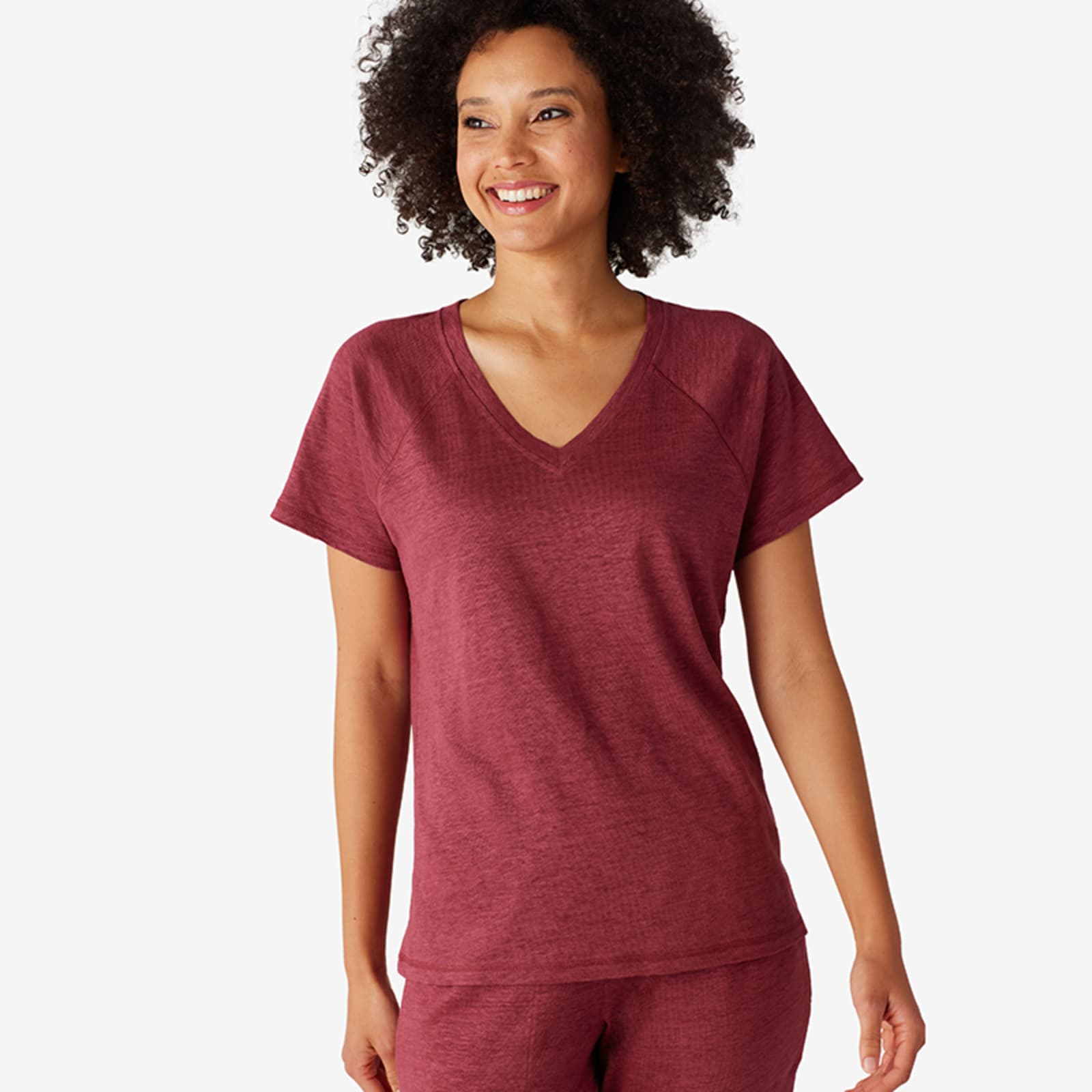 Linen Jersey V Neck T-Shirt