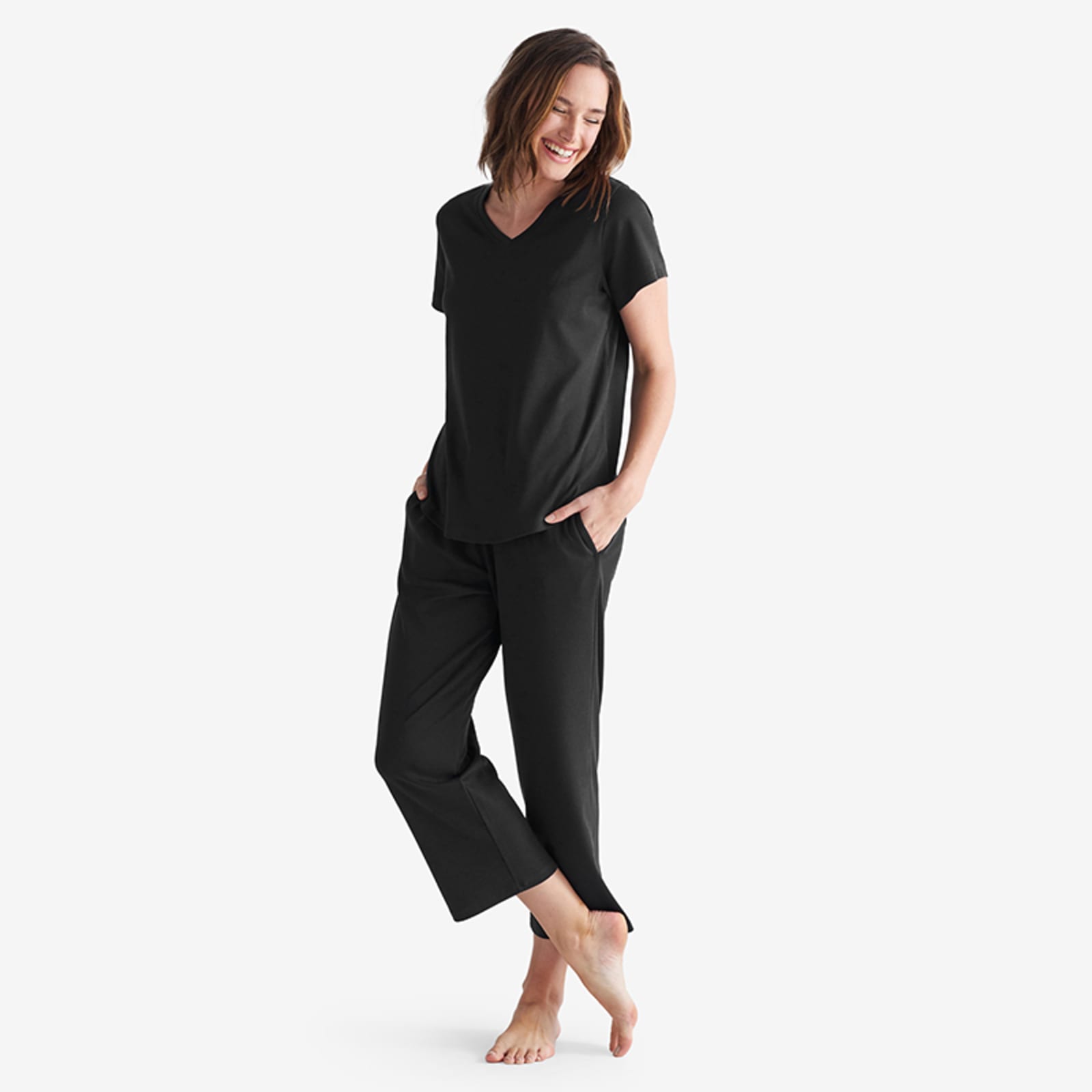 Black cotton pajamas hotsell