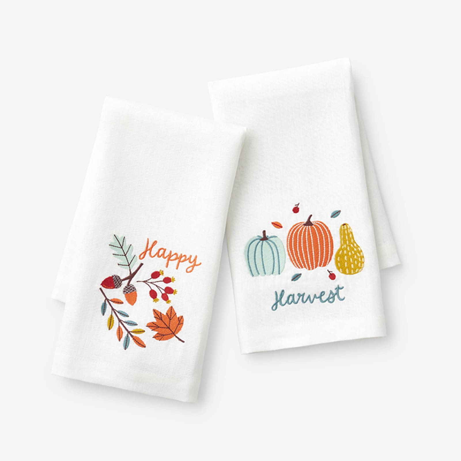 Fall Embroidered Linen Guest Towel