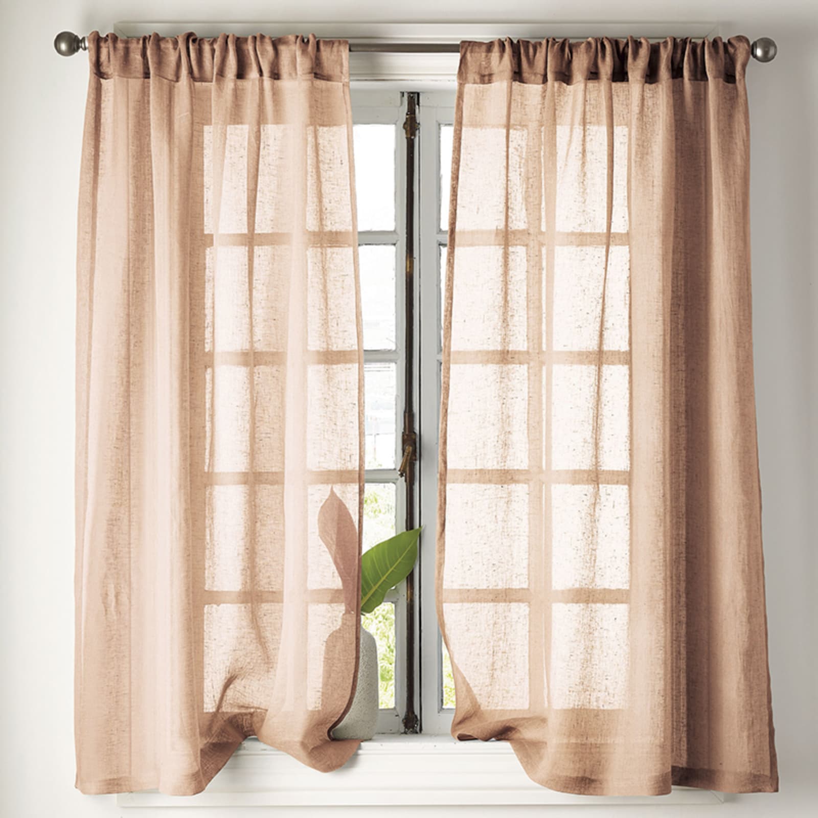 Linen Window Curtains, 8 Colors, Sheer Linen Curtain Panels With