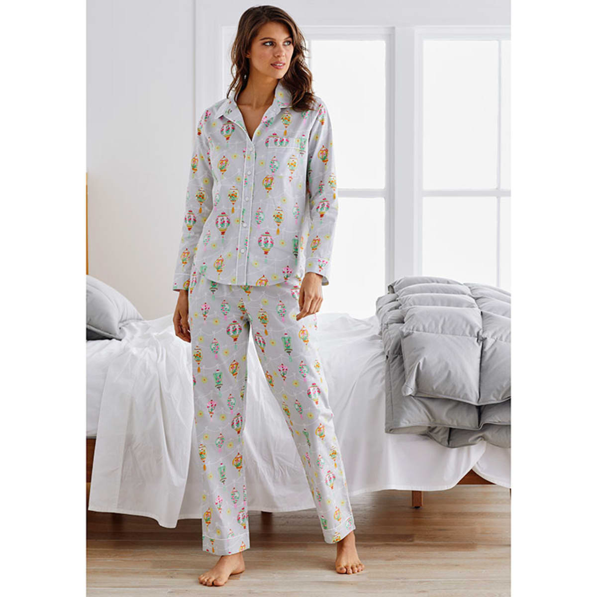 Women's Printed Poplin Pajama Set | The