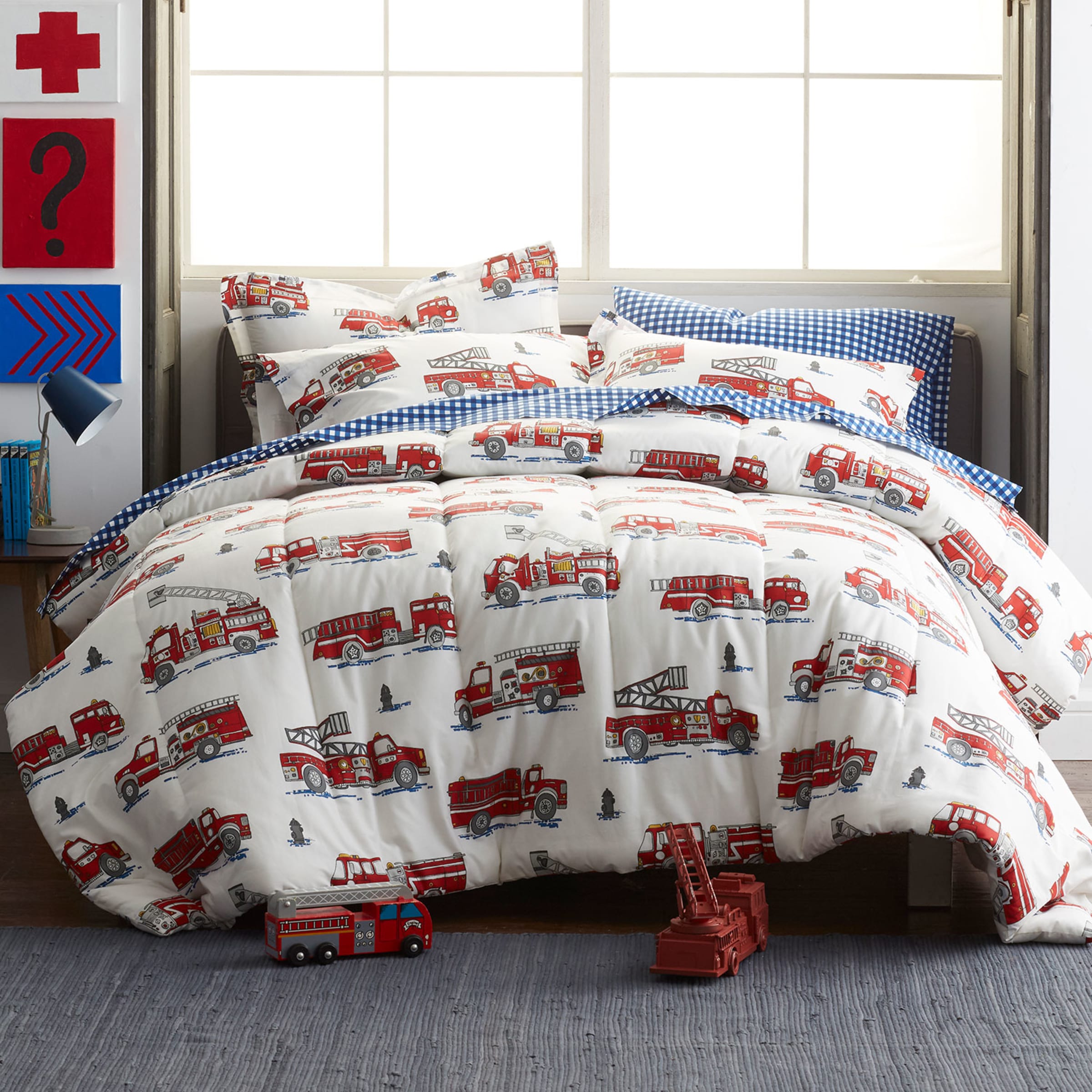 Fire Truck Cotton Percale Kids Comforter