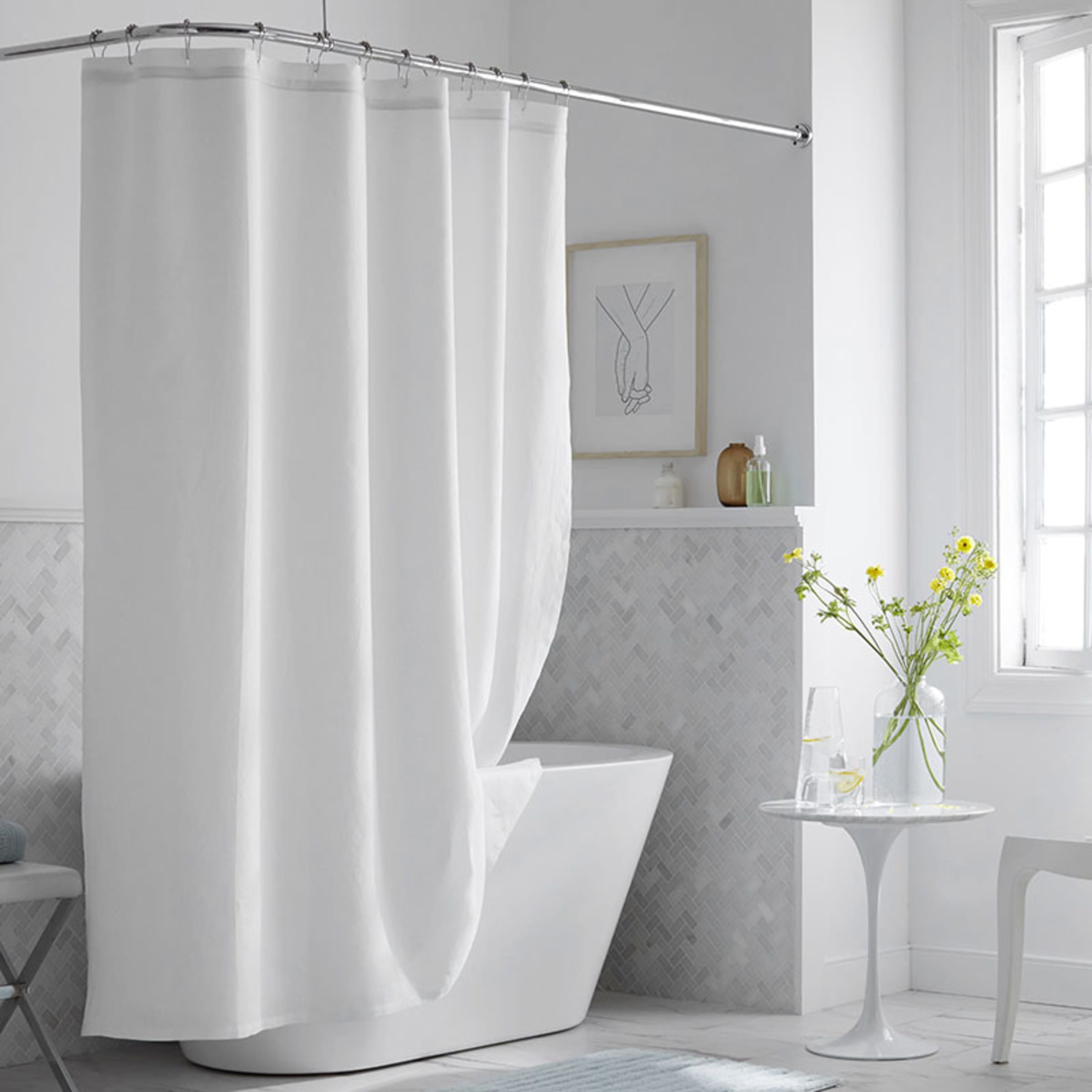 White linen shower curtain clearance
