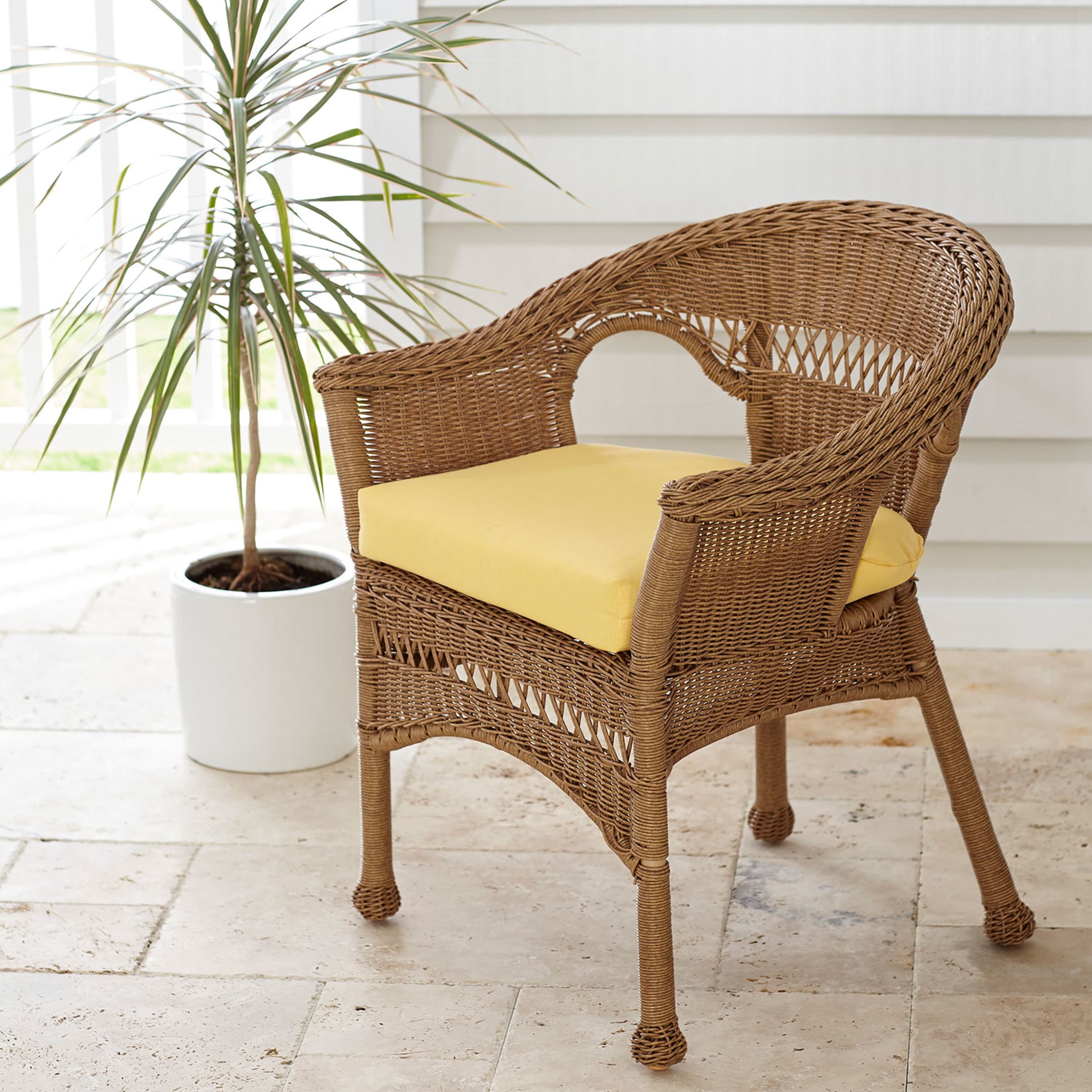 Easy Way Products Double Piped Indoor Outdoor Sunbrella Contour Chair Cushion With Ties And 