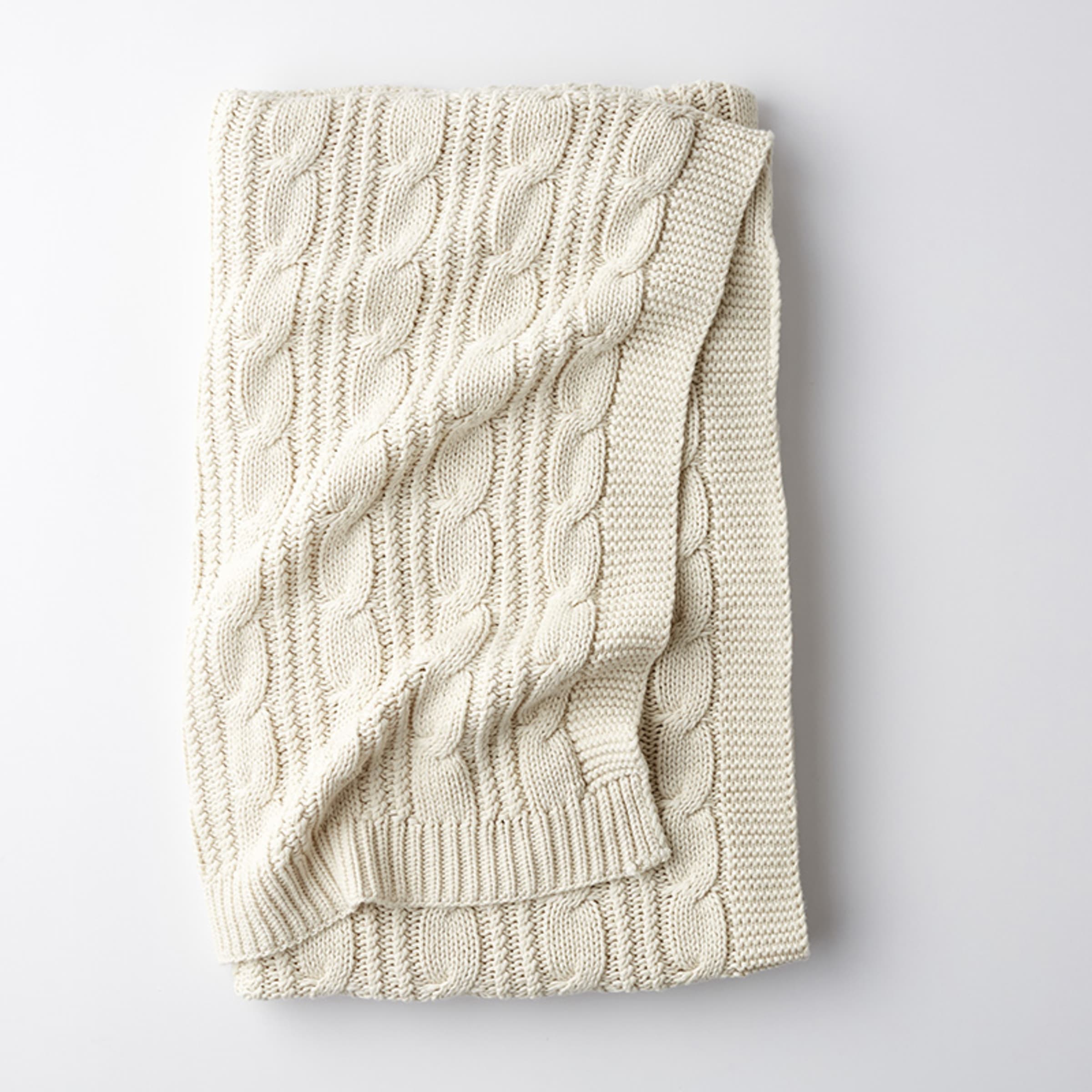 Chunky Cable Knit Cotton Throw Blanket