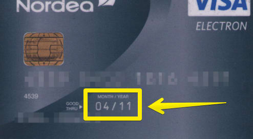 Muestra de fecha de expiración de tarjeta