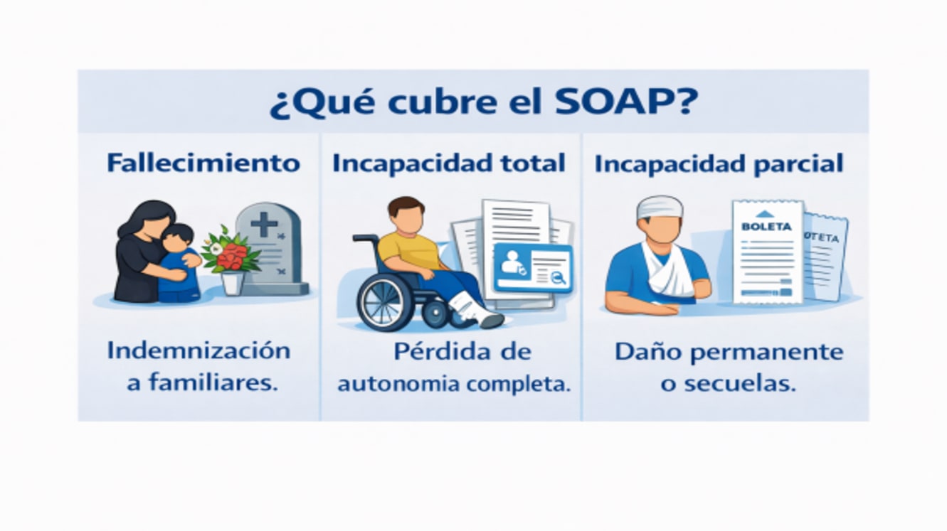 Coberturas del Seguro Obligatorio SOAP en Chile.