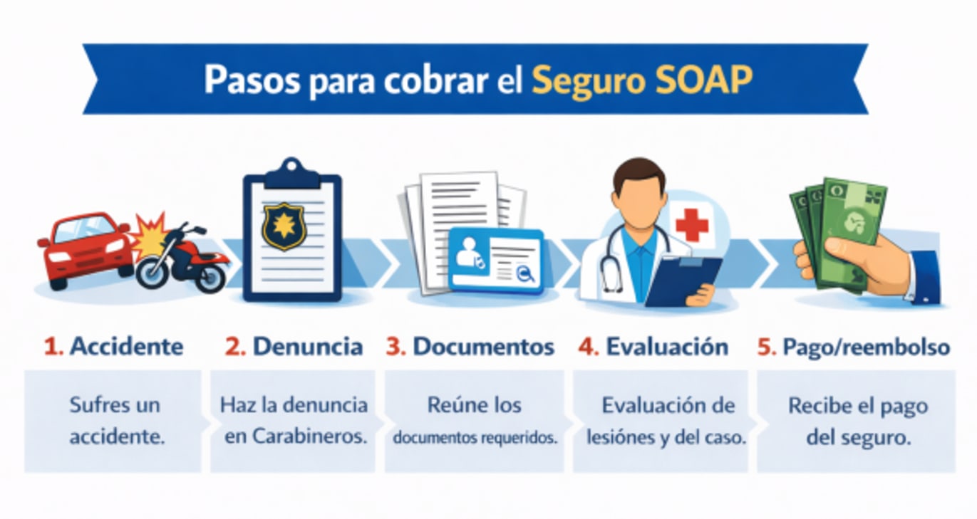 Pasos para cobrar el Seguro Obligatorio SOAP tras un accidente.