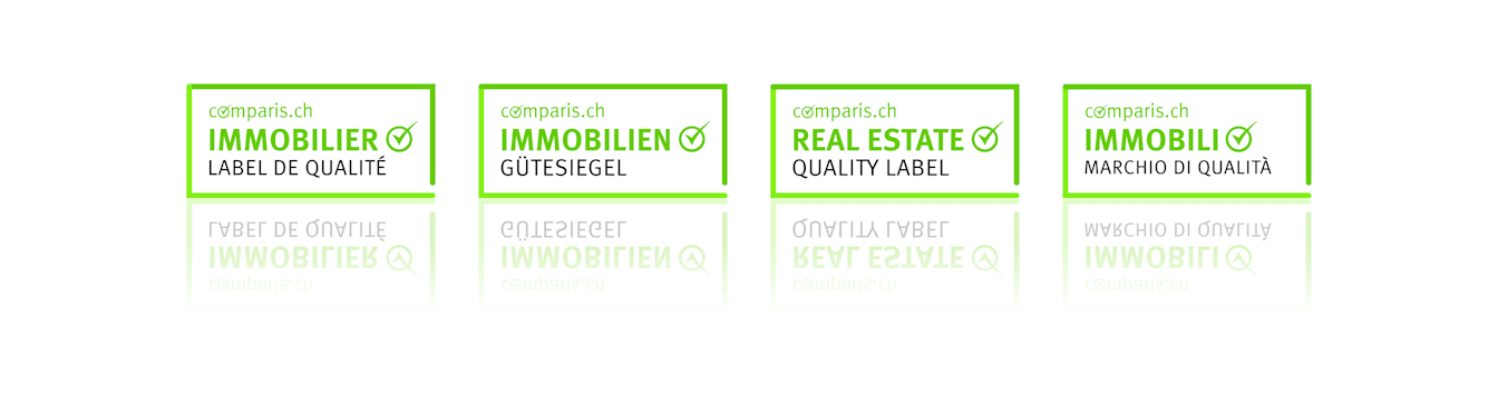 Présentation du label immobilier Comparis en français, allemand, anglais et italien