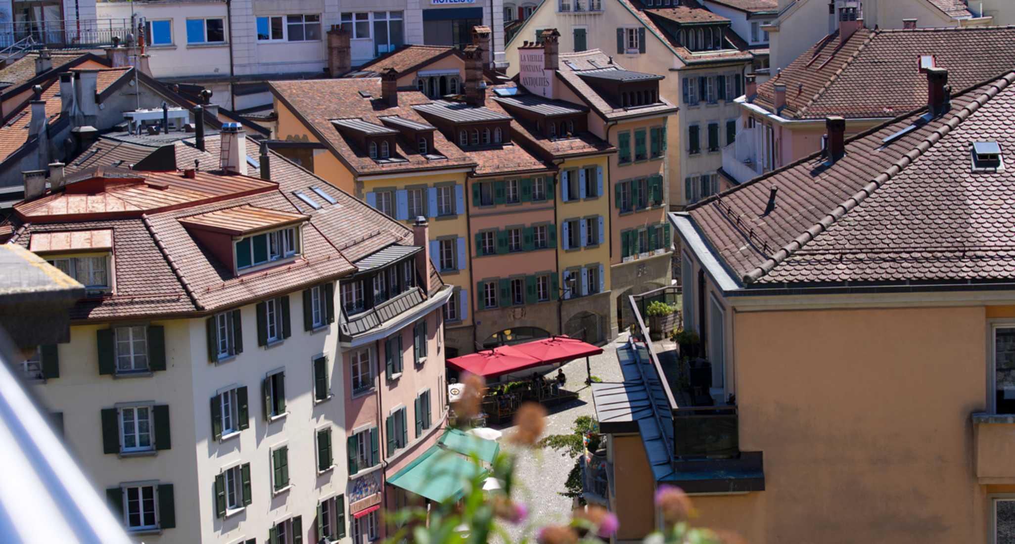 View of the old-town district of Lausanne