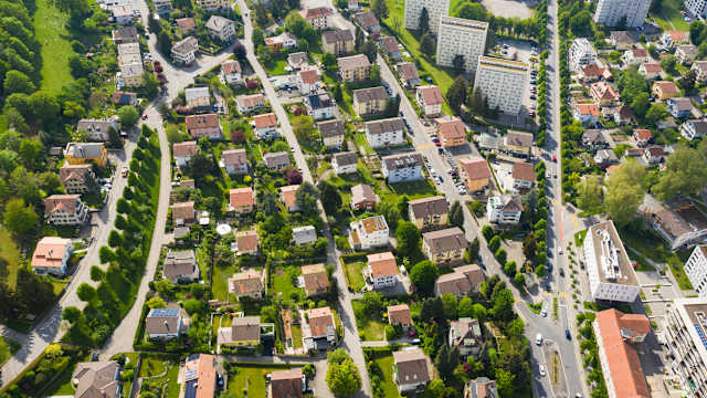 Quartier résidentiel à vue d’oiseau