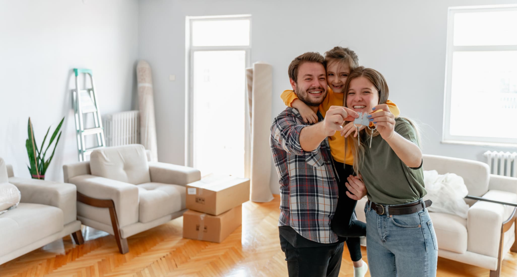 Une famille dans son nouvel appartement