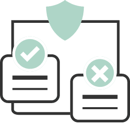 Notizen mit Häkchen und Kreuz Symbol