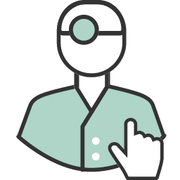 Arzt mit Link-Hand Symbol