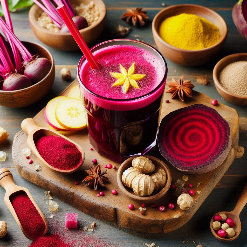 crie uma imagem de um Suco Energético de Beterraba com Guaraná