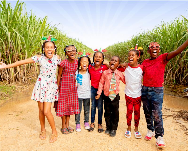 Photo of a group of children with smiling and laughing