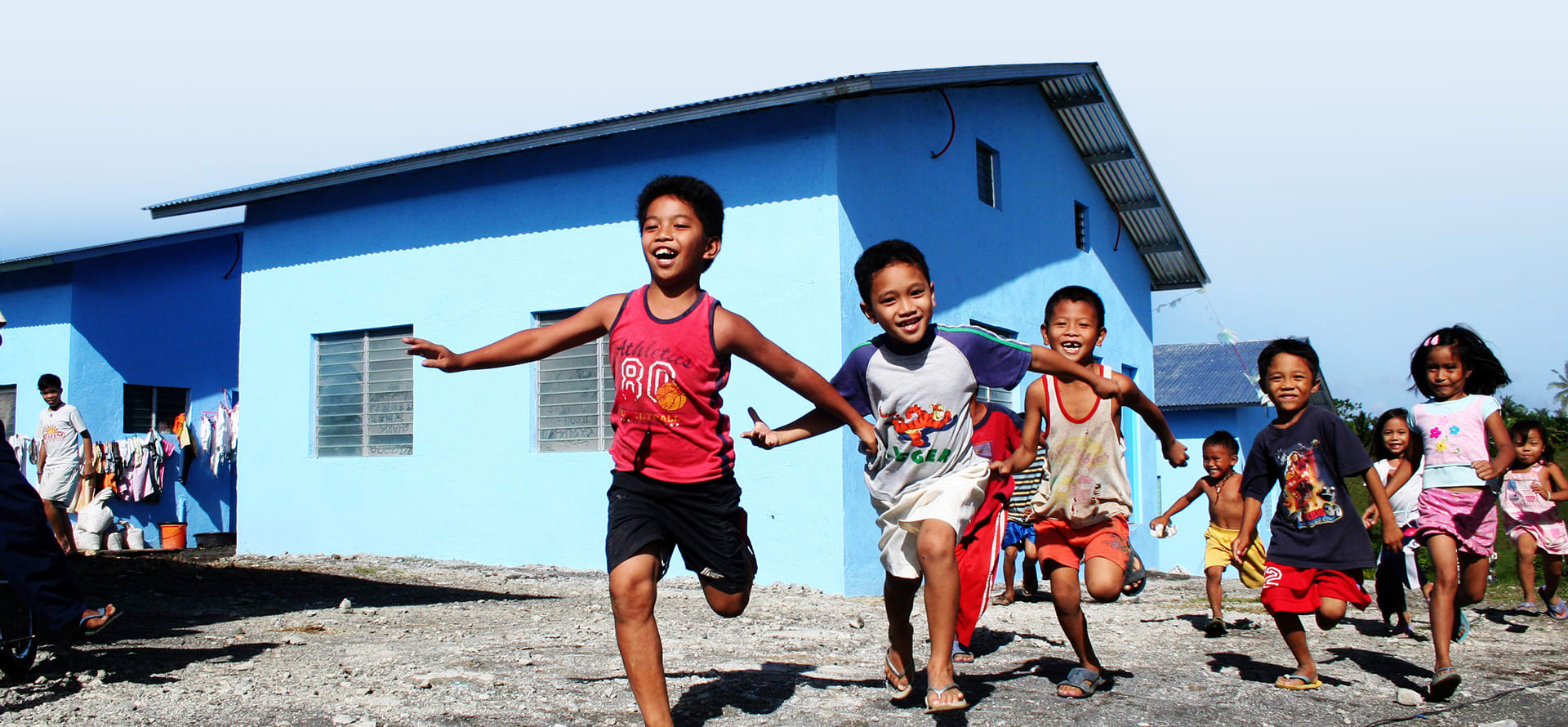 Children running and smiling