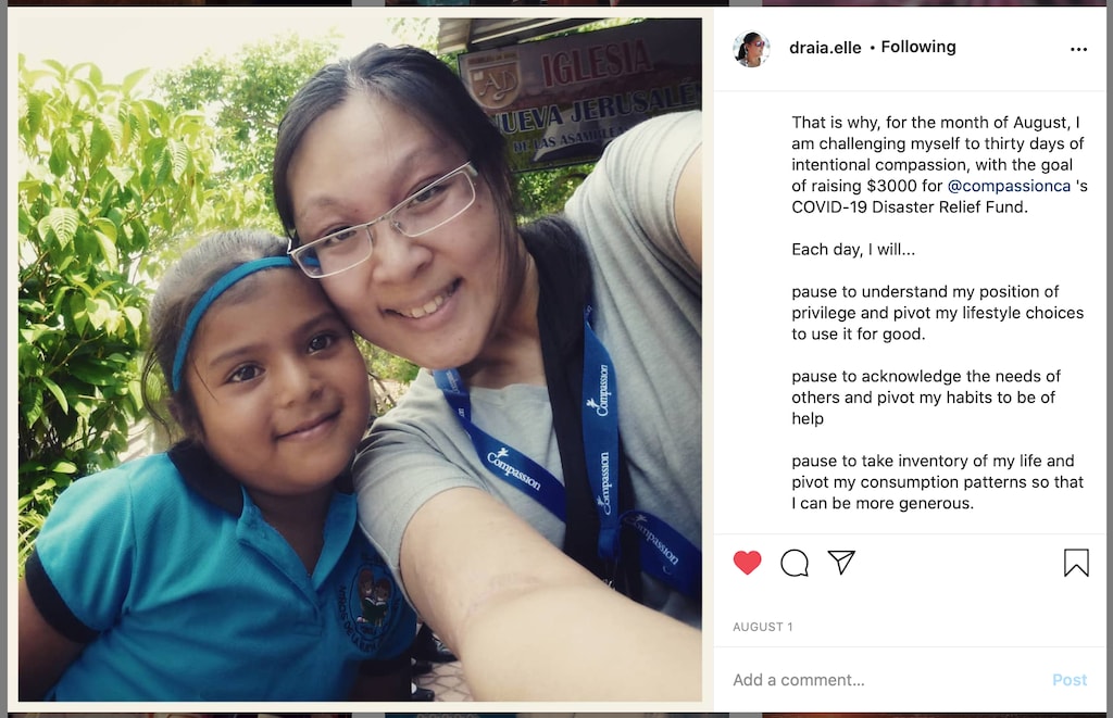 A screenshot of Andrea's first "Thirty Days of Intentional Compassion" post.