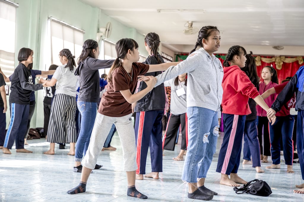 Students in the self-defence training.