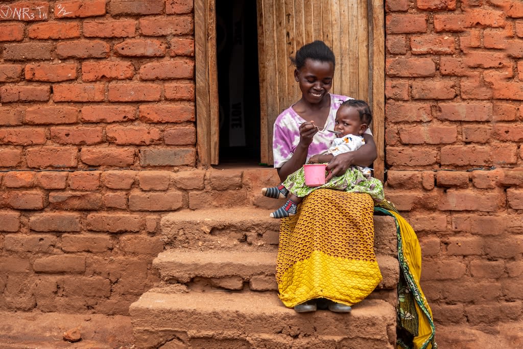 Baby Sophia, one of the first beneficiaries of the new Compassion centre, with her mom, Elina.