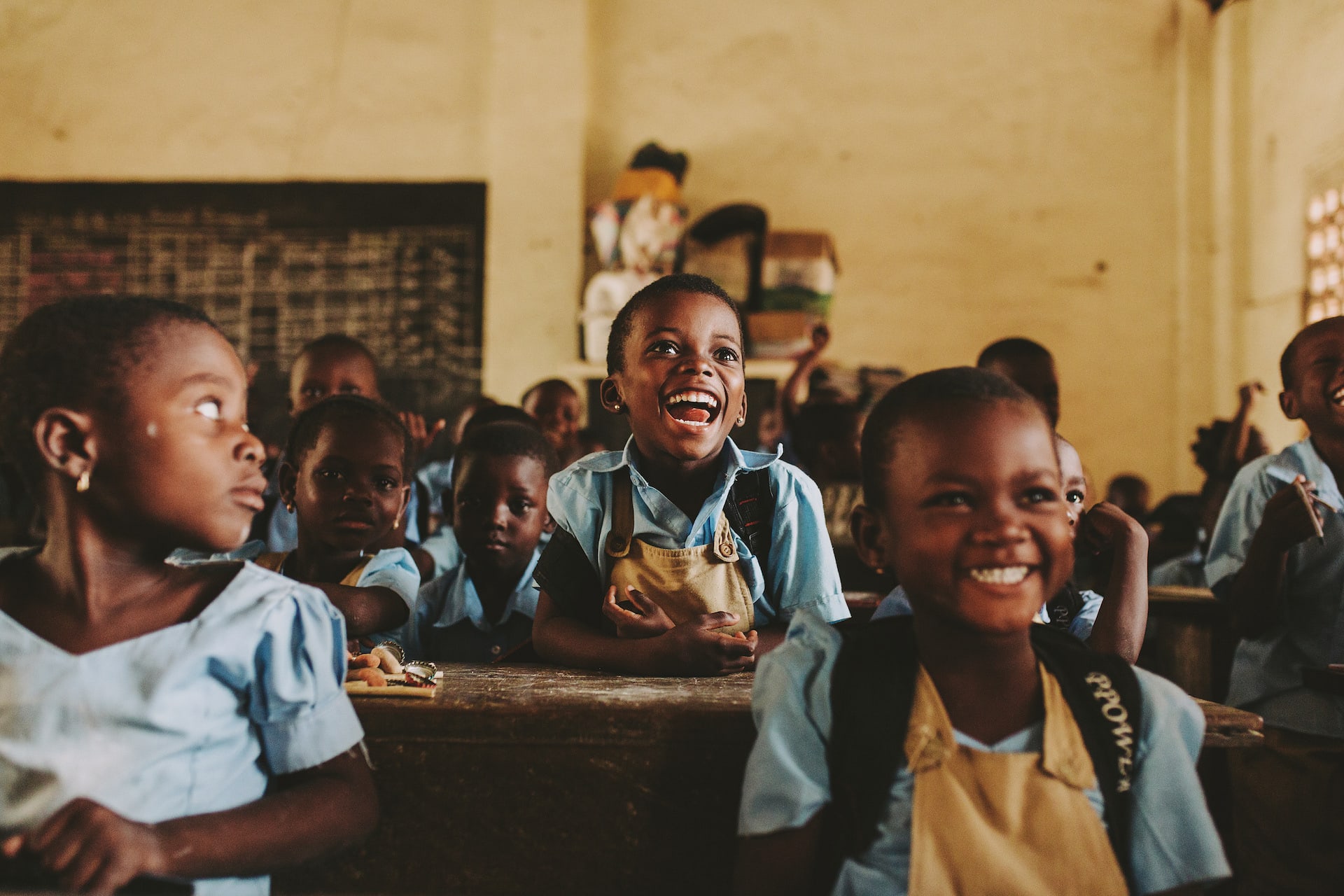 Elementary school students in a classroom in Togo.