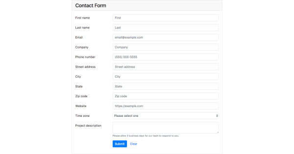 Comprehensive contact form