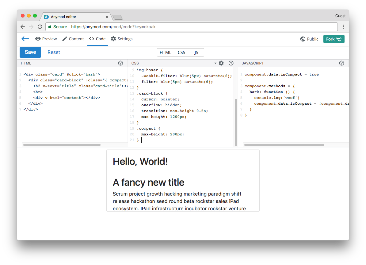 Add cms to html