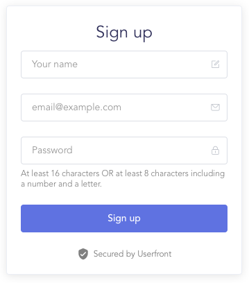 Signup form