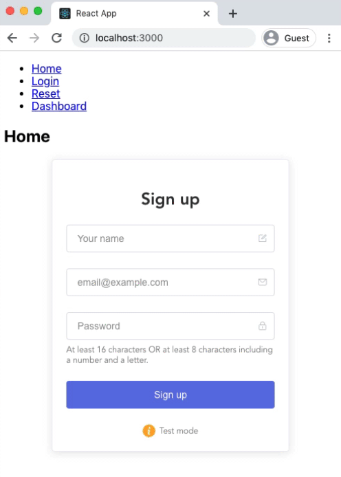 React Auth Example Userfront Documentation