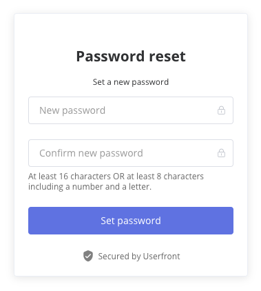 Password reset form