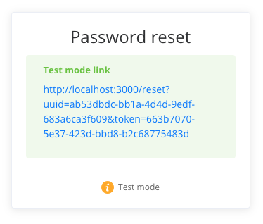 Test mode password reset